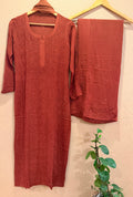 Chikankari full suit set on pure viscose fabric
