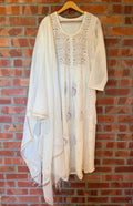 Pure Mul Chanderi Chikankari A-Line Kurta Set