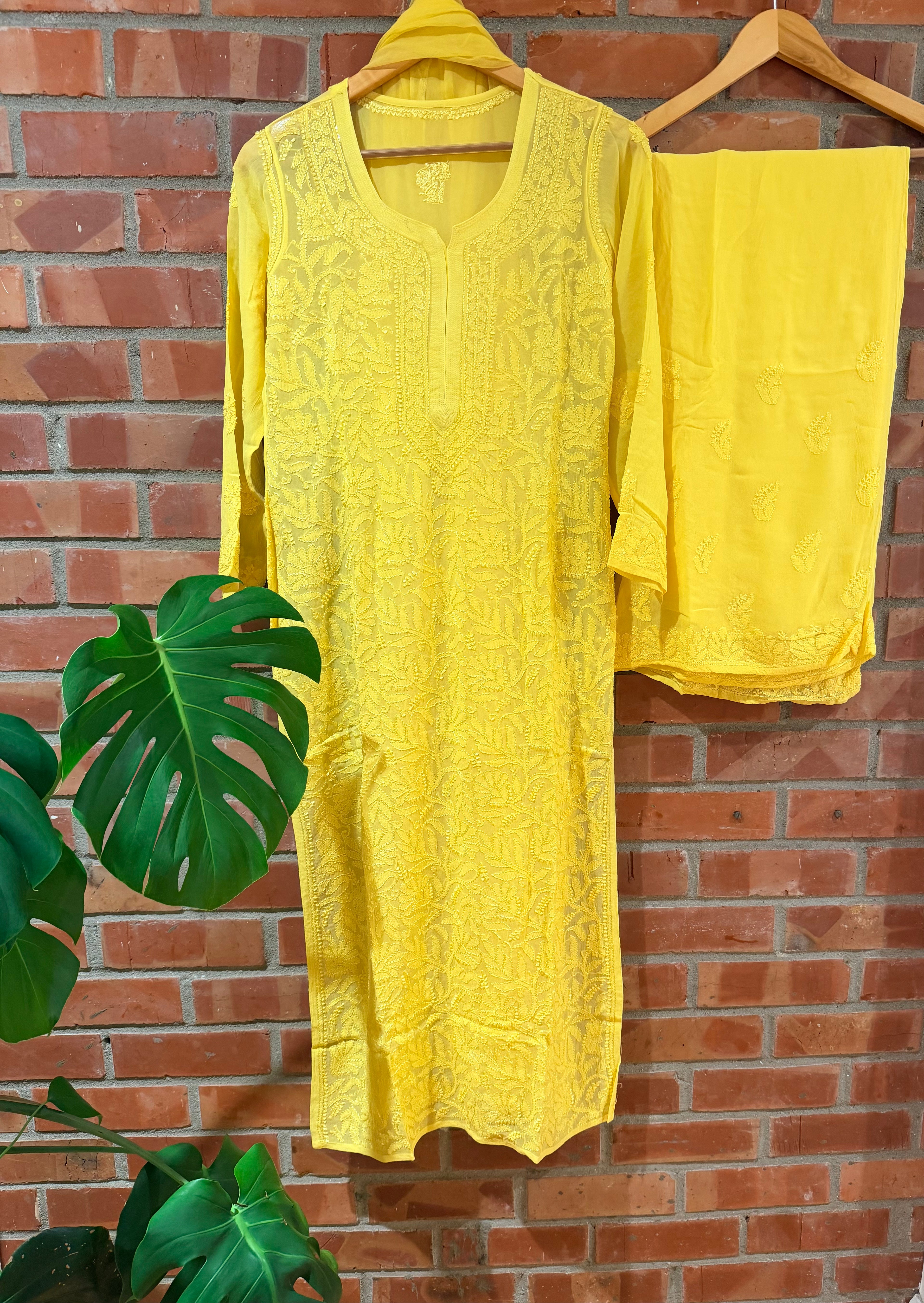 Chikankari full suit set on premium viscose